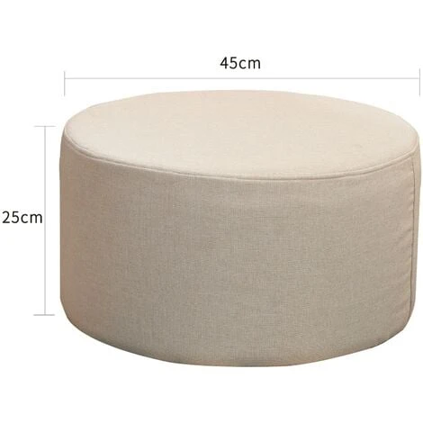 Rebecca Mobili Pouf Poggiapiedi Piatto Rotondo Tessuto Beige Vintage 25x45x45 3 Rebecca Mobili Pouf Poggiapiedi Piatto Rotondo Tessuto Beige Vintage 25x45x45 - immagine 3
