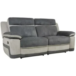 Divano 3 Posti Relax In Microfibra Antracite E Grigio - TALCA -Negozio al dettaglio VIDAXL || HOMCOM || Songmics 63117362 4