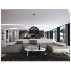 Negozio al dettaglio VIDAXL || HOMCOM || Songmics 3 Divano Panoramico 7 Posti In Similpelle Bicolore Bianco E Grigio - SICILE