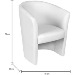 Dmora Poltrona Con Rivestimento In Ecopelle, Colore Bianco, Cm 65 X 78 X 60 -Negozio al dettaglio VIDAXL || HOMCOM || Songmics 63751336 3