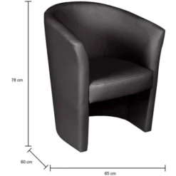 Dmora Poltrona Con Rivestimento In Ecopelle, Colore Nero, Cm 65 X 78 X 60 -Negozio al dettaglio VIDAXL || HOMCOM || Songmics 63752789 3