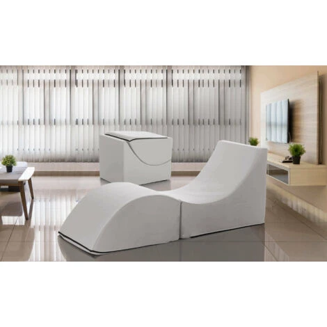 Talamo Italia Letto Pieghevole Andreina, Pouf Trasformabile In Letto Singolo, 100% Made In Italy, Pouf Trasformabile In Una Chaise Longue In Ecopelle, Cm 130x50h50, Bianco 2 Talamo Italia Letto Pieghevole Andreina, Pouf Trasformabile In Letto Singolo, 100% Made In Italy, Pouf Trasformabile In Una Chaise Longue In Ecopelle, Cm 130x50h50, Bianco - immagine 2