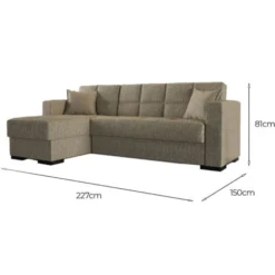 Dmora Divano Letto Fernando, Divano Letto Ad Angolo Con Penisola Reversibile, Sofà Contenitore Da Soggiorno Con Chaislongue E 2 Cuscini, Cm 230x150h81, Beige -Negozio al dettaglio VIDAXL || HOMCOM || Songmics 63754689 3