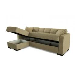 Dmora Divano Letto Fernando, Divano Letto Ad Angolo Con Penisola Reversibile, Sofà Contenitore Da Soggiorno Con Chaislongue E 2 Cuscini, Cm 230x150h81, Beige -Negozio al dettaglio VIDAXL || HOMCOM || Songmics 63754689 5