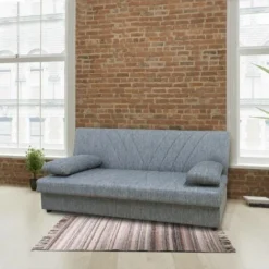 Dmora Divano Letto Ramon, Divano Letto Contenitore A 3 Posti Con 2 Cuscini Inclusi, Sofà Da Soggiorno In Tessuto Imbottito Con Apertura Click-clack, Cm 181x81h88, Grigio -Negozio al dettaglio VIDAXL || HOMCOM || Songmics 63755239 4