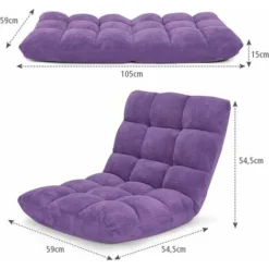 GIANTEX Sedia Da Pavimento, Imbottita, Pieghevole, Cuscino Da Pavimento Regolabile A 14 Livelli, Con Schienale, Pugilato, Per Meditazione E Finestra, Colore: Viola -Negozio al dettaglio VIDAXL || HOMCOM || Songmics 64522026 3