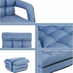 GIANTEX - Poltrona Letto Singolo Con Telaio In Metallo E Schienale Reclinabile In 5 Livelli, Poltrona Versatile Con Braccioli E Cuscini Imbottiti, Ideale Per Soggiorno, Studio (blu) -Negozio al dettaglio VIDAXL || HOMCOM || Songmics 64522651 3