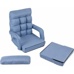 GIANTEX - Poltrona Letto Singolo Con Telaio In Metallo E Schienale Reclinabile In 5 Livelli, Poltrona Versatile Con Braccioli E Cuscini Imbottiti, Ideale Per Soggiorno, Studio (blu) -Negozio al dettaglio VIDAXL || HOMCOM || Songmics 64522651 4