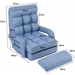 GIANTEX - Poltrona Letto Singolo Con Telaio In Metallo E Schienale Reclinabile In 5 Livelli, Poltrona Versatile Con Braccioli E Cuscini Imbottiti, Ideale Per Soggiorno, Studio (blu) -Negozio al dettaglio VIDAXL || HOMCOM || Songmics 64522651 5