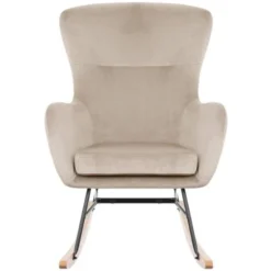 Sedia A Dondolo Imbottita Grigia Poltrona In Velluto Legno Di Faggio 160 Kg -Negozio al dettaglio VIDAXL || HOMCOM || Songmics 65341255 5