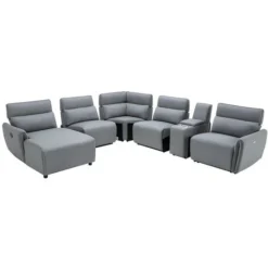 Divano Panoramico Angolare Relax Elettrico Modulare In Tessuto Grigio - Angolo A Sinistra - CAMBODIA -Negozio al dettaglio VIDAXL || HOMCOM || Songmics 65607991 3