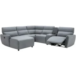 Divano Panoramico Angolare Relax Elettrico Modulare In Tessuto Grigio - Angolo A Sinistra - CAMBODIA -Negozio al dettaglio VIDAXL || HOMCOM || Songmics 65607991 4
