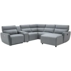 Divano Panoramico Angolare Relax Elettrico Modulare In Tessuto Grigio - Angolo A Destra - CAMBODIA
