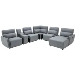 Divano Panoramico Angolare Relax Elettrico Modulare In Tessuto Grigio - Angolo A Destra - CAMBODIA -Negozio al dettaglio VIDAXL || HOMCOM || Songmics 65608004 4