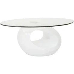 TAVOLINO ERMA 2 BIANCO DA SALOTTO OVALE