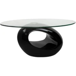 TAVOLINO ERMA 2 NERO DA SALOTTO OVALE