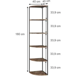 Scaffale Angolare „Fyrk“ Legno Antico/nero 5 Ripiani Vicco -Negozio al dettaglio VIDAXL || HOMCOM || Songmics 65827664 3