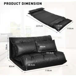 COSTWAY Divano Letto Da Terra In PU, Divano Da Pavimento In Ecopelle Regolabile Con 2 Cuscini, Con 5 Posizioni Reclinabili Per Leggere, Giocare E Rilassarsi, 227x110x13 Cm -Negozio al dettaglio VIDAXL || HOMCOM || Songmics 66180126 4