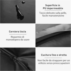 COSTWAY Divano Letto Da Terra In PU, Divano Da Pavimento In Ecopelle Regolabile Con 2 Cuscini, Con 5 Posizioni Reclinabili Per Leggere, Giocare E Rilassarsi, 227x110x13 Cm -Negozio al dettaglio VIDAXL || HOMCOM || Songmics 66180126 5