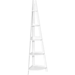 GOPLUS Scaffale Ad Angolo Con 5 Ripiani, Libreria A Scala, Scaffale Per Piante, Per Soggiorno Bagno Camera Da Letto Studio, 39 X 39 X 175 Cm, Bianco -Negozio al dettaglio VIDAXL || HOMCOM || Songmics 66683514 5