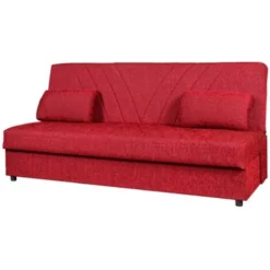 Divano Letto 3 Posti Fiji Rosso Con Cassettone Contenitore, 184x80x86 Cm
