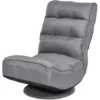 RELAX4LIFE Sedia Da Terra Reclinabile In 5 Posizioni, Poltrona Da Pavimento Con Base Girevole A 360°, Sedia Da Terra Con Schienale Pieghevole, Poltrona Imbottita Morbida (Grigio)