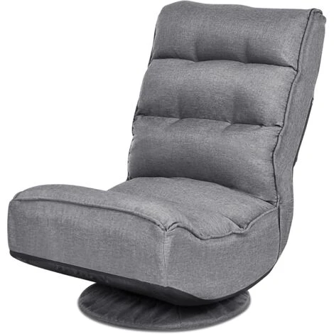 RELAX4LIFE Sedia Da Terra Reclinabile In 5 Posizioni, Poltrona Da Pavimento Con Base Girevole A 360°, Sedia Da Terra Con Schienale Pieghevole, Poltrona Imbottita Morbida (Grigio) 1 RELAX4LIFE Sedia Da Terra Reclinabile In 5 Posizioni, Poltrona Da Pavimento Con Base Girevole A 360°, Sedia Da Terra Con Schienale Pieghevole, Poltrona Imbottita Morbida (Grigio)