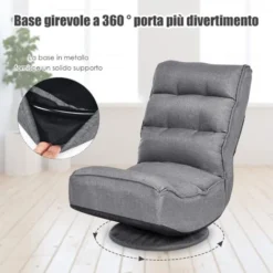 RELAX4LIFE Sedia Da Terra Reclinabile In 5 Posizioni, Poltrona Da Pavimento Con Base Girevole A 360°, Sedia Da Terra Con Schienale Pieghevole, Poltrona Imbottita Morbida (Grigio) 7 RELAX4LIFE Sedia Da Terra Reclinabile In 5 Posizioni, Poltrona Da Pavimento Con Base Girevole A 360°, Sedia Da Terra Con Schienale Pieghevole, Poltrona Imbottita Morbida (Grigio) -Negozio al dettaglio VIDAXL || HOMCOM || Songmics 67415329 3