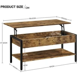 Yaheetech Tavolino Da Caffè Sollevabile Mobile Porta PC Richiudibile Da Divano In Legno E Metallo Industriale Marrone Rustico -Negozio al dettaglio VIDAXL || HOMCOM || Songmics 67946589 3