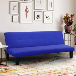 Divano Letto 2 Posti Microfibra Con Piedini Onice Per Casa E Sale D'attesa Pronto Letto Colore: Blu -Negozio al dettaglio VIDAXL || HOMCOM || Songmics 6845610 3