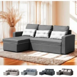 Divano Letto Con Penisola Ad Angolo 3 Posti Per Soggiorni E Salotti Smeraldo Colore: Marrone