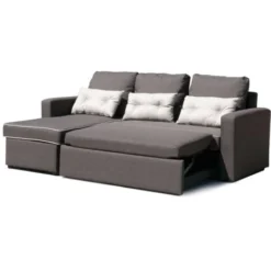 Divano Letto Con Penisola Ad Angolo 3 Posti Per Soggiorni E Salotti Smeraldo Colore: Marrone -Negozio al dettaglio VIDAXL || HOMCOM || Songmics 6845613 4