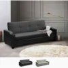 Divano Letto 2 Posti In Similpelle Reclinabile Ambra Pronto Letto Colore: Nero