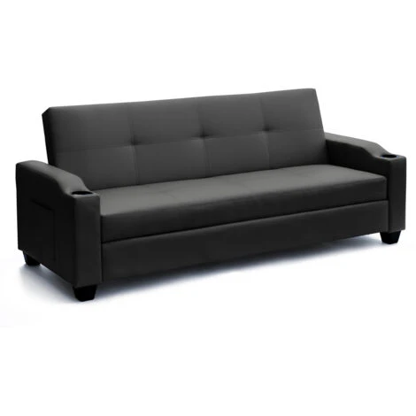 Divano Letto 2 Posti In Similpelle Reclinabile Ambra Pronto Letto Colore: Nero 4 Divano Letto 2 Posti In Similpelle Reclinabile Ambra Pronto Letto Colore: Nero - immagine 4