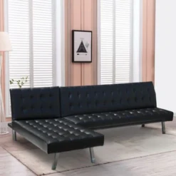 Divano Letto Ad Angolo Con Penisola 3 Posti In Similpelle Zircone Pronto Letto Colore: Nero -Negozio al dettaglio VIDAXL || HOMCOM || Songmics 6845638 4