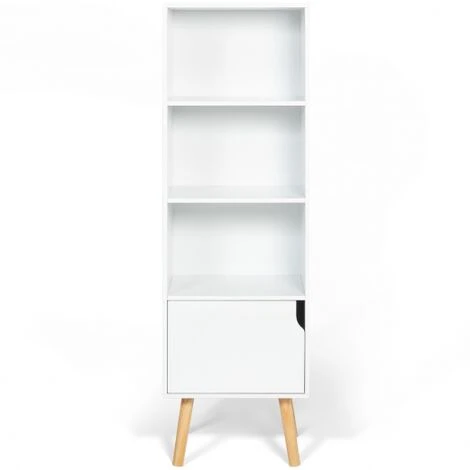 Libreria E Scaffale In Legno Scandinavo, Bianco EMMIE 3 Libreria E Scaffale In Legno Scandinavo, Bianco EMMIE - immagine 3