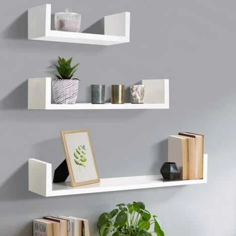 Set Di 3 Mensole Da Parete Bianche 60/45/30cm 1 Set Di 3 Mensole Da Parete Bianche 60/45/30cm