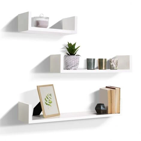 Set Di 3 Mensole Da Parete Bianche 60/45/30cm 2 Set Di 3 Mensole Da Parete Bianche 60/45/30cm - immagine 2