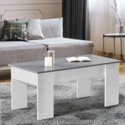 Tavolino Con Piano Sollevabile TARA Legno Bianco E Grigio -Negozio al dettaglio VIDAXL || HOMCOM || Songmics 68671151 3