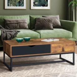 Tavolino CHICAGO 2 Cassetti Design Industriale