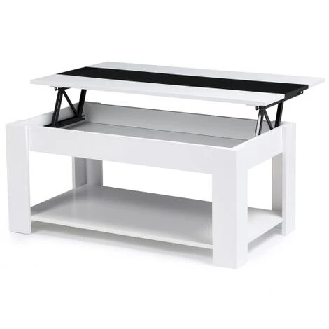 Tavolino Contemporaneo GEORGIA Con Piano In Legno Bianco E Nero 2 Tavolino Contemporaneo GEORGIA Con Piano In Legno Bianco E Nero - immagine 2