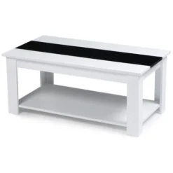 Tavolino Contemporaneo GEORGIA Con Piano In Legno Bianco E Nero 9 Tavolino Contemporaneo GEORGIA Con Piano In Legno Bianco E Nero -Negozio al dettaglio VIDAXL || HOMCOM || Songmics 68672757 5