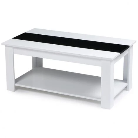 Tavolino Contemporaneo GEORGIA Con Piano In Legno Bianco E Nero 5 Tavolino Contemporaneo GEORGIA Con Piano In Legno Bianco E Nero - immagine 5