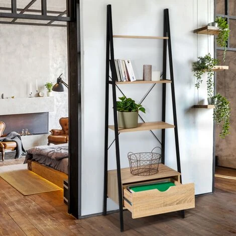 Scaffale A Scala 4 Livelli Con Cassetto DETROIT Design Industriale 3 Scaffale A Scala 4 Livelli Con Cassetto DETROIT Design Industriale - immagine 3