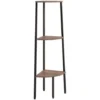 Scaffale Angolare 3 Livelli Marrone Scuro Nero 45,5x31,5x120cm VidaXL