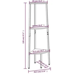 Scaffale Angolare 3 Livelli Marrone Scuro Nero 45,5x31,5x120cm VidaXL 7 Scaffale Angolare 3 Livelli Marrone Scuro Nero 45,5x31,5x120cm VidaXL -Negozio al dettaglio VIDAXL || HOMCOM || Songmics 68763697 3