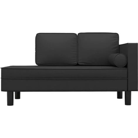 Sdraio Con Cuscini E Capezzale Nero In Similpelle VidaXL 4 Sdraio Con Cuscini E Capezzale Nero In Similpelle VidaXL - immagine 4