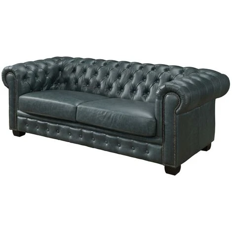 Divano Chesterfield 3+2+1 Posti 100% Pelle Di Bufalo Verderame - BRENTON 4 Divano Chesterfield 3+2+1 Posti 100% Pelle Di Bufalo Verderame - BRENTON - immagine 4