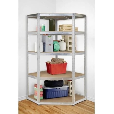 TOOLCRAFT KPW77 Modulo Angolare Per Scaffale 175 Kg (L X A X P) 700 X 1800 X 700 Mm Metallo, MDF Zinco, Argento Ripiano 5 TOOLCRAFT KPW77 Modulo Angolare Per Scaffale 175 Kg (L X A X P) 700 X 1800 X 700 Mm Metallo, MDF Zinco, Argento Ripiano - immagine 5