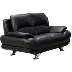 Divano 2 Posti In Similpelle Nero - MUSKO